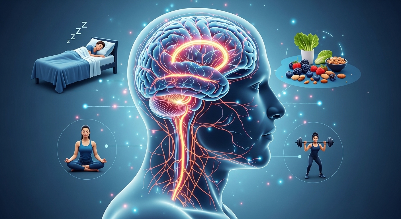 뇌 컨디션 최적화, 브레인 해킹 전략, 뇌 건강 관리, 집중력 향상, 기억력 개선, 스트레스 해소, 수면 습관, 뇌 영양제, 인지 기능 강화, 생산성 향상