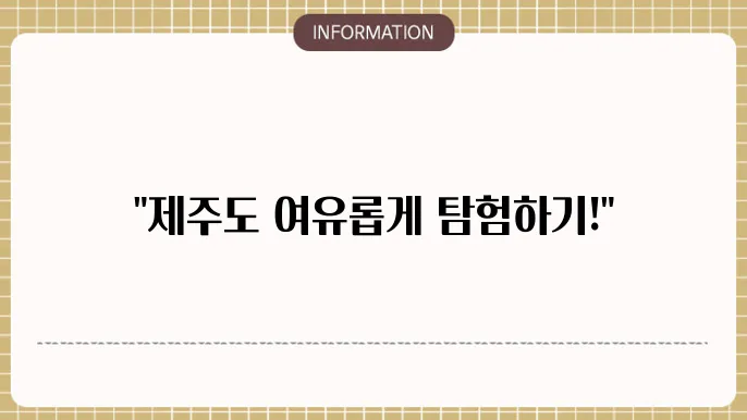 제주도 렌트카 승합차