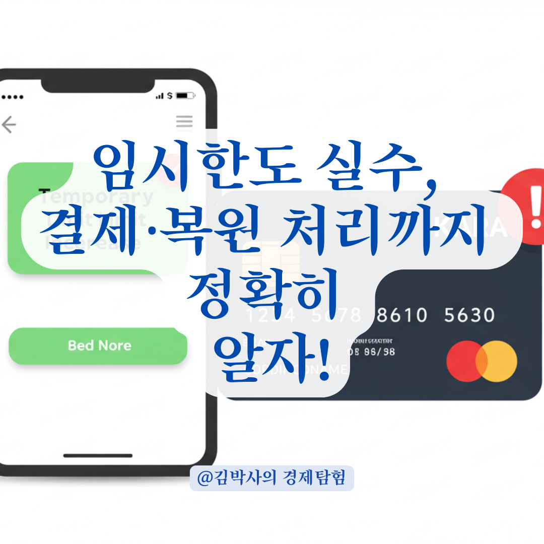 신용카드 임시한도 증액 실수했을 때, 납부와 복원 처리 방법 정리.