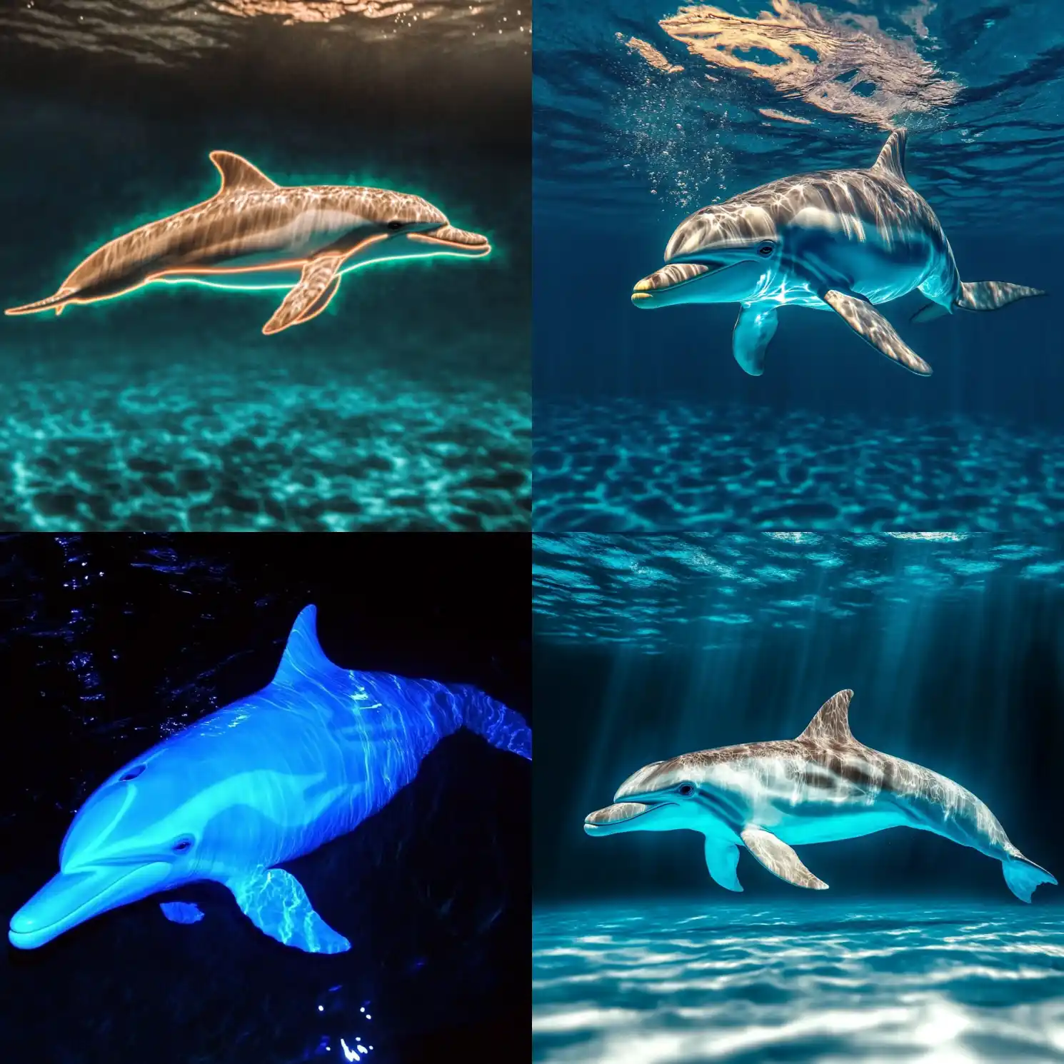 Glowing dolphin underwater --weird 500