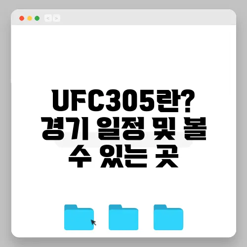 UFC305란? 경기 일정 및 볼 수 있는 곳