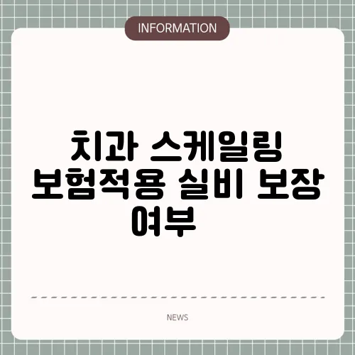 치과 스케일링 보험적용 실비 보장 여부 🪥