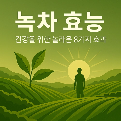 녹차밭과 햇살 사람 실루엣 이미지