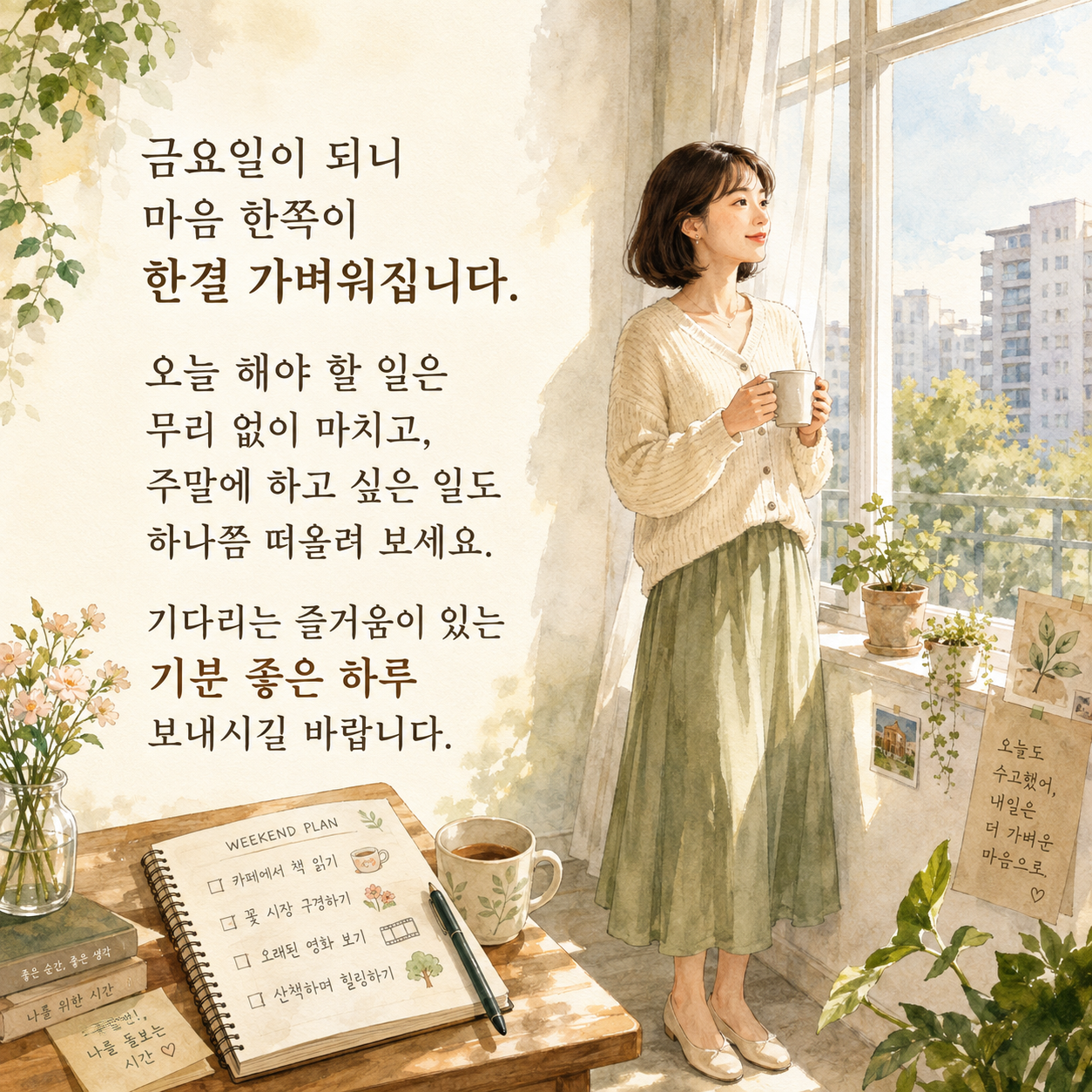 금요일 아침 인사말 이미지 문구 모음 기본 좋은 글귀