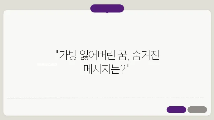 가방 잃어버리는 꿈해몽