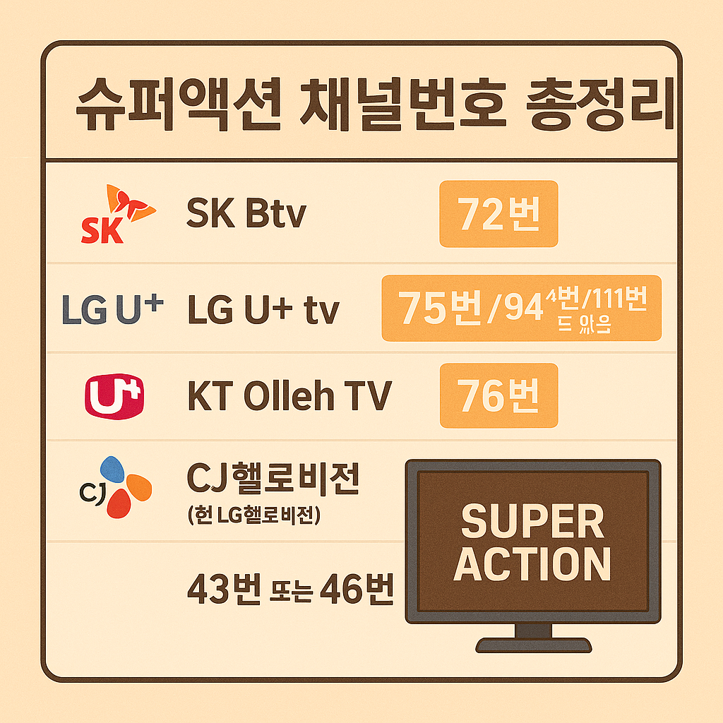 슈퍼액션 채널 번호 정리