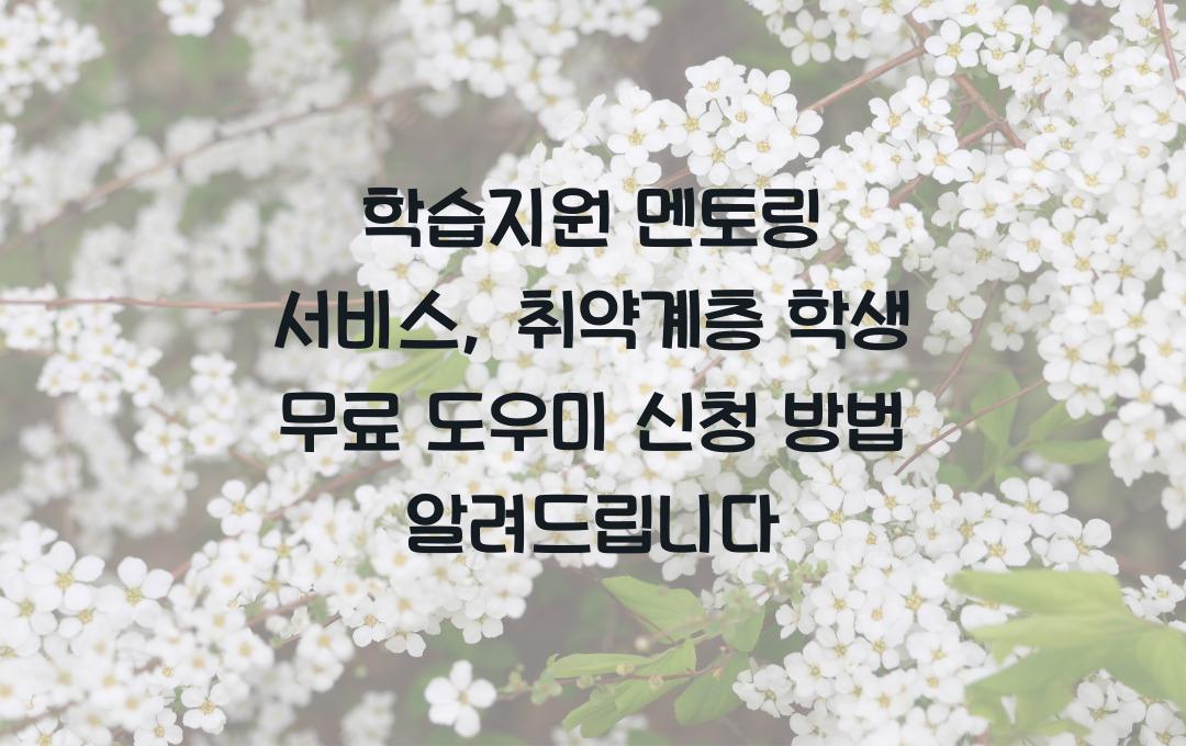 학습지원 멘토링 서비스, 취약계층 학생 무료 학습 도우미 신청법