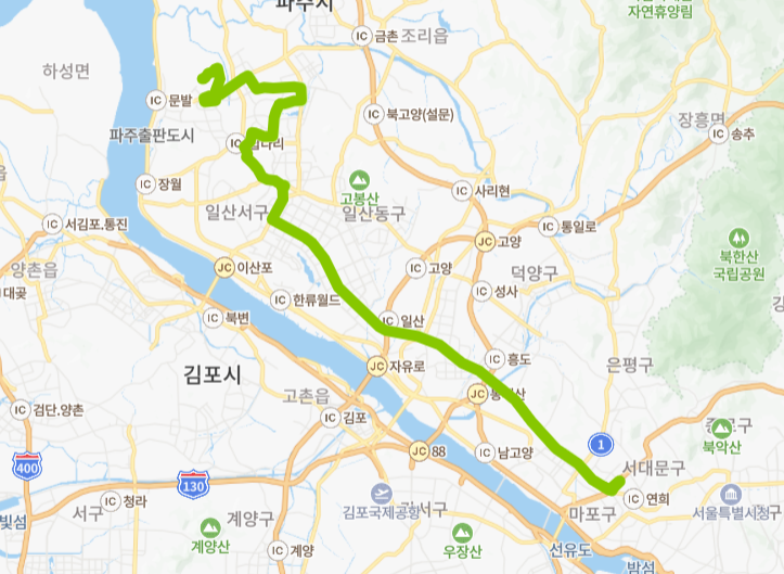 고양-서울-파주-66번-버스-노선-지도
