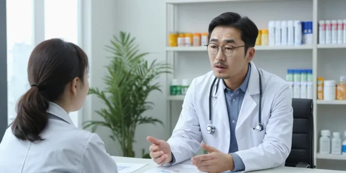 비타민d 결핍 진단을 위해 의사와 상담하는 모습