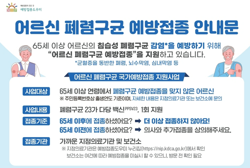 괴산군 무료 폐렴구균 접종방법