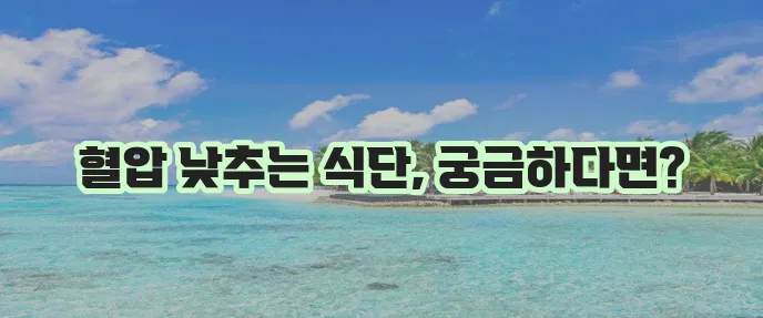 고혈압에 좋은 음식 꼭 챙겨 드세요!