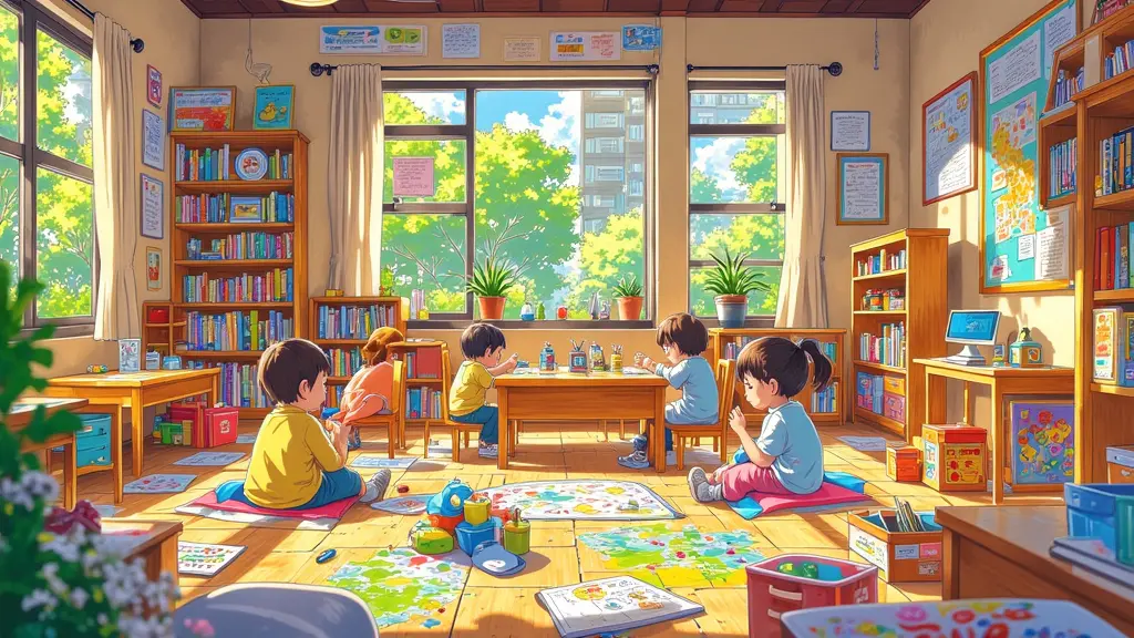 교실에서 공부하는 아이들