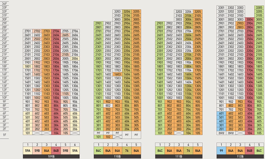 둔산 자이 아이파크 동･호수 층별 배치도-3