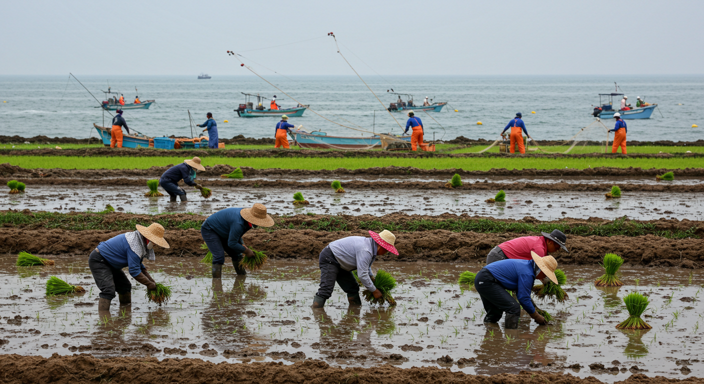 농업과 어업하는 모습