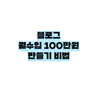 블로그 월 100만원 비법