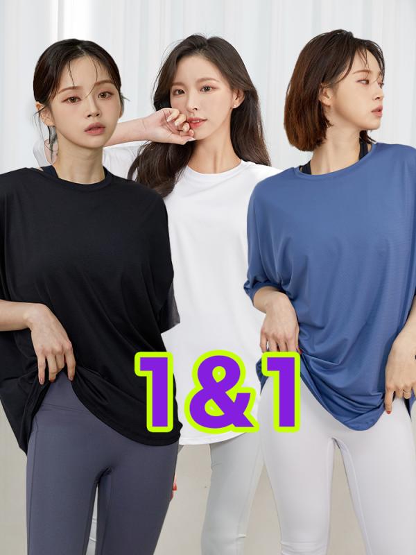 1&1 기능성원단 엑셀 박스티 요가복 필라테스복 반팔 요가 필라테스 상의