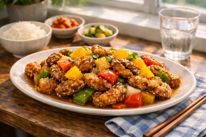 채식 요리 표고버섯 탕수육