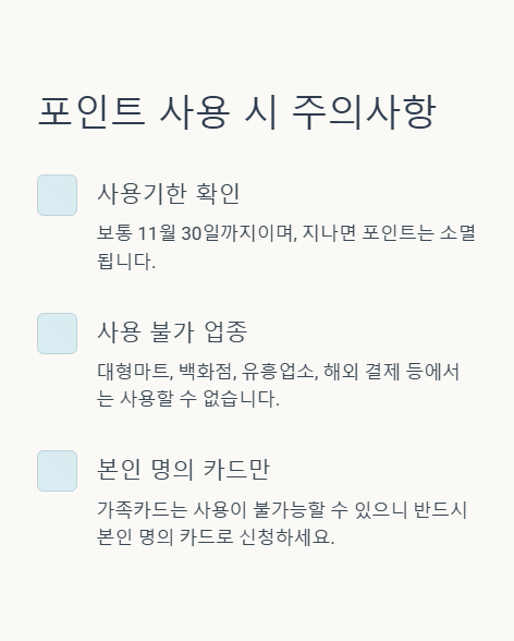 포인트 사용 시 주의사항