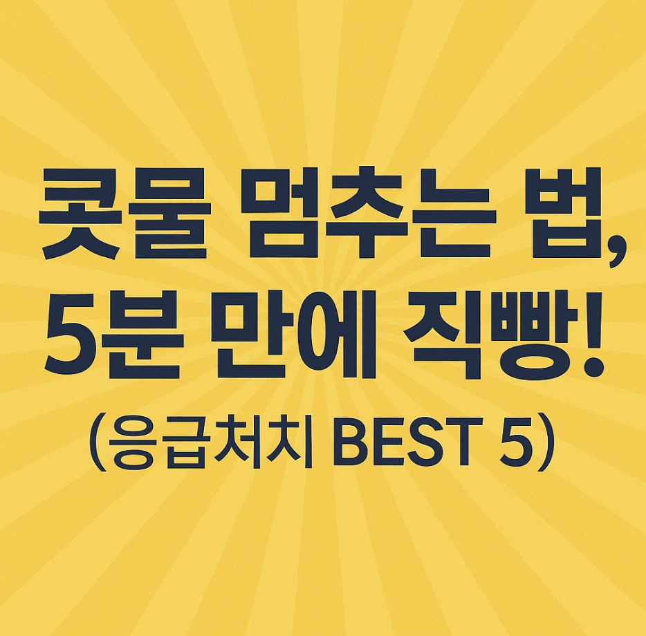 콧물 멈추는 법, 5분 만에 직빵! (응급처치 BEST 5)