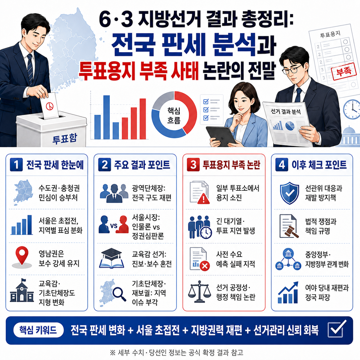 6&middot;3 지방선거 결과 총정리: 전국 판세 분석과 투표용지 부족 사태 논란의 전말