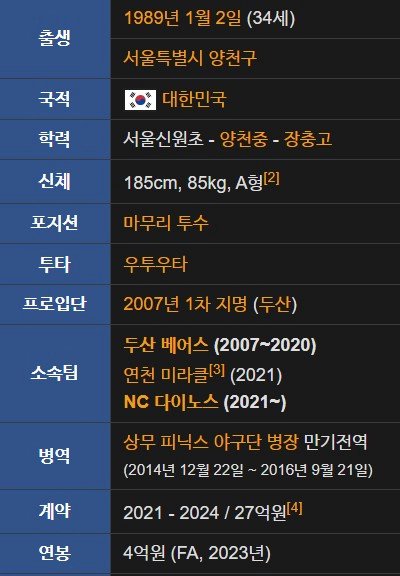 이용찬 프로필 결혼 성적 이모저모 