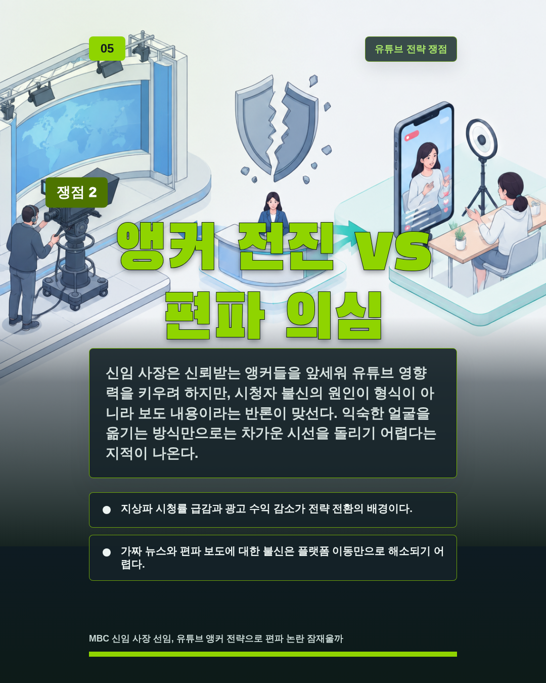 앵커 전진 vs 편파 의심