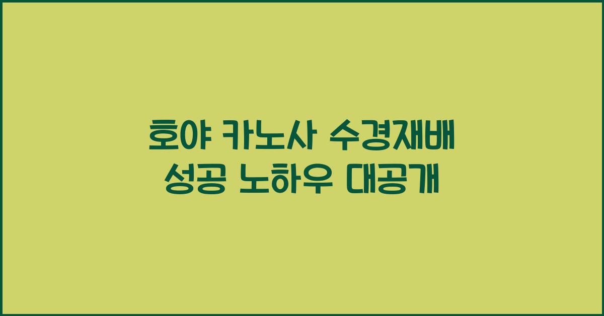 호야 카노사 수경재배 성공 노하우