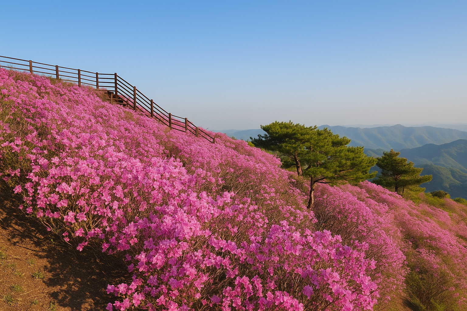 강화 고려산 진달래 능선 사진