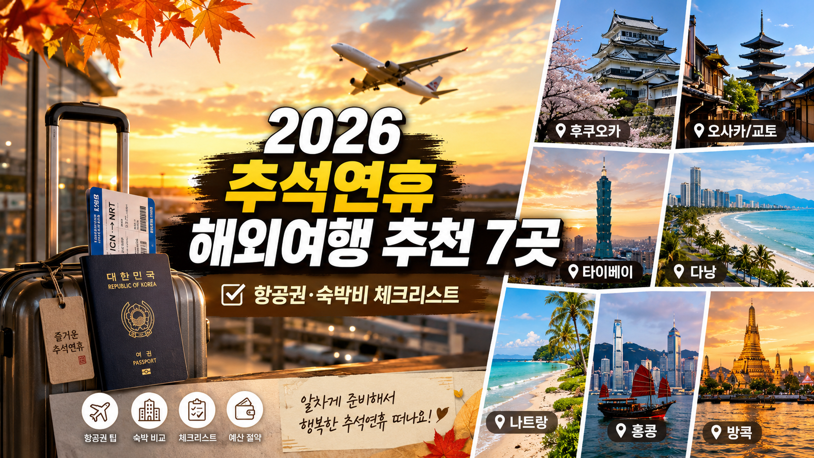 2026 추석연휴 해외여행 추천 7곳과 항공권·숙박비 체크리스트