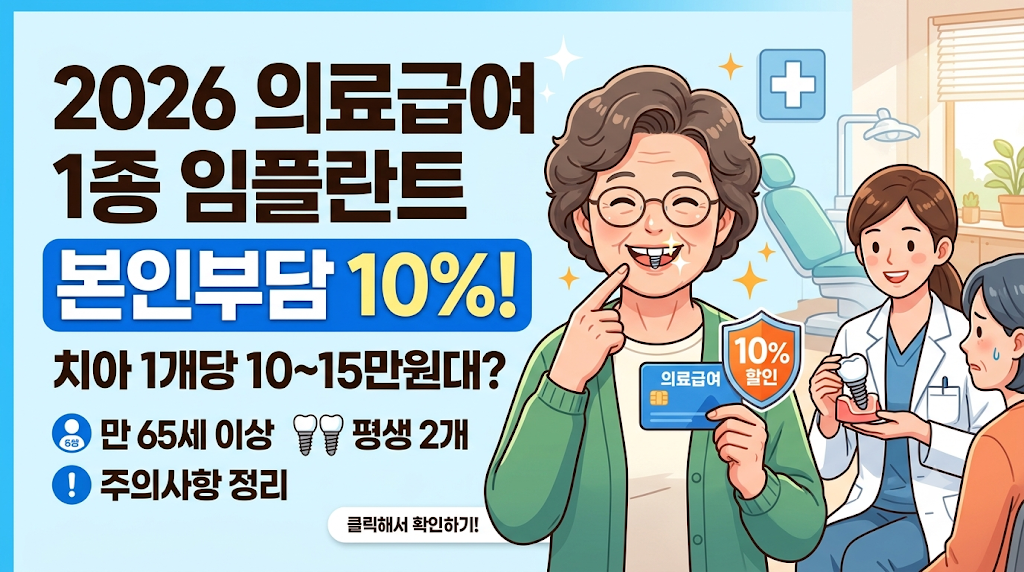 2026 의료급여 1종 임플란트 본인부담 10%