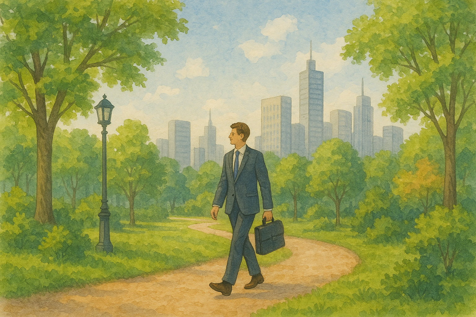 도시 공원 속의 직장인