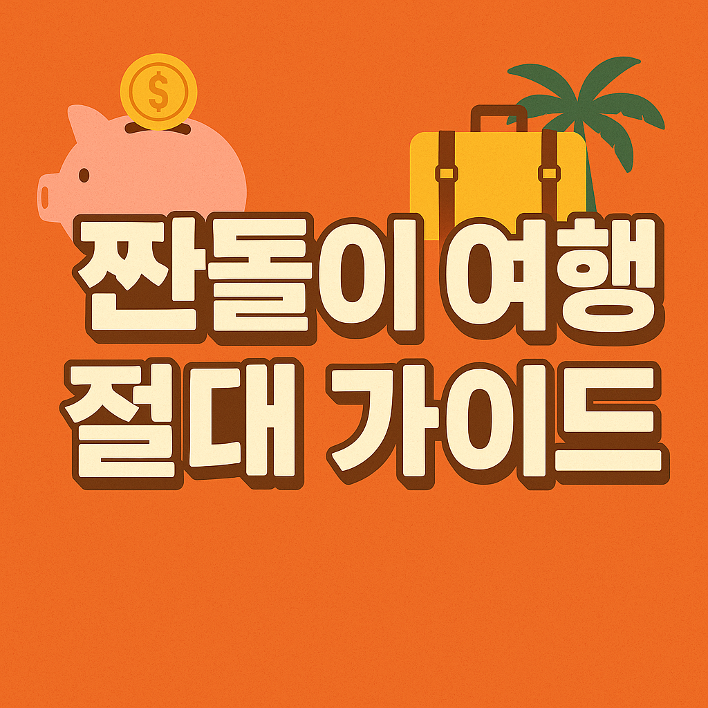 적게 쓰고도 충분히 즐길 수 있는 여행법”이라는 느낌을 한눈에 전달하도록 디자인됐어요.
따뜻한 오렌지톤 + 절약 상징 아이콘(저금통·캐리어·야자수) 조합으로
여행의 가벼움과 실속을 동시에 표현했습니다.
글자 가독성을 최대로 높여 모바일 화면에서도 선명하게 보이도록 구성했어요.