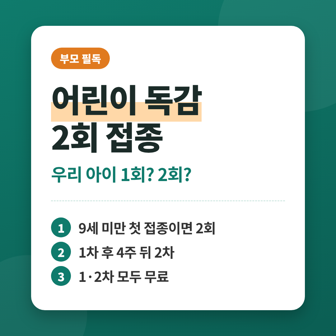 어린이독감 접종횟수