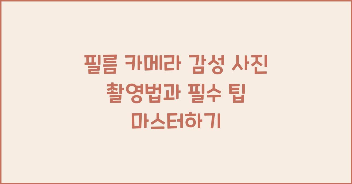 필름 카메라 감성 사진 촬영법과 필수 팁