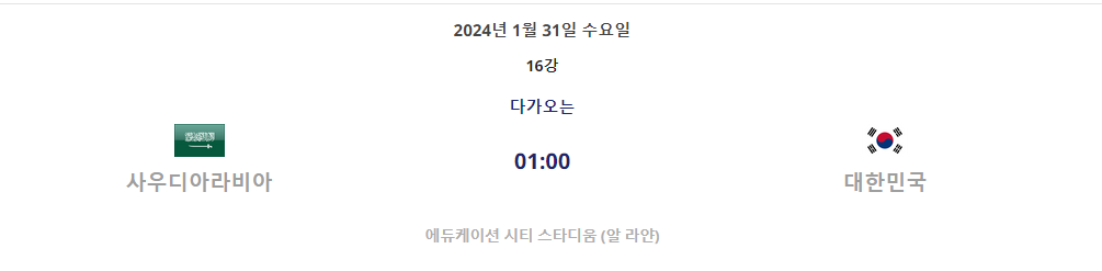 [2023 AFC 아시안컵 카타르] 16강 대진표