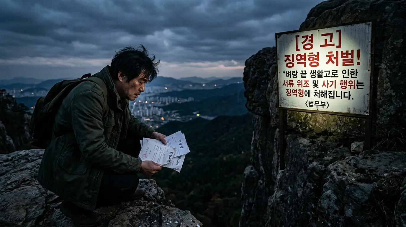 벼랑 끝 생활고 서류 위조 사기 늪 징역형 처벌 경고