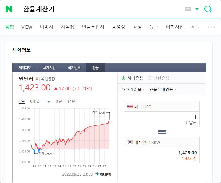 네이버 환율계산기 화면