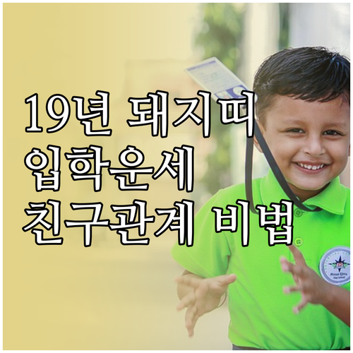 2019년생 돼지띠 초등학교 입학 시..