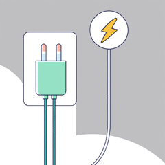 전기 콘센트와 번개 표시가 함께 있는 전기요금 절감 상징 