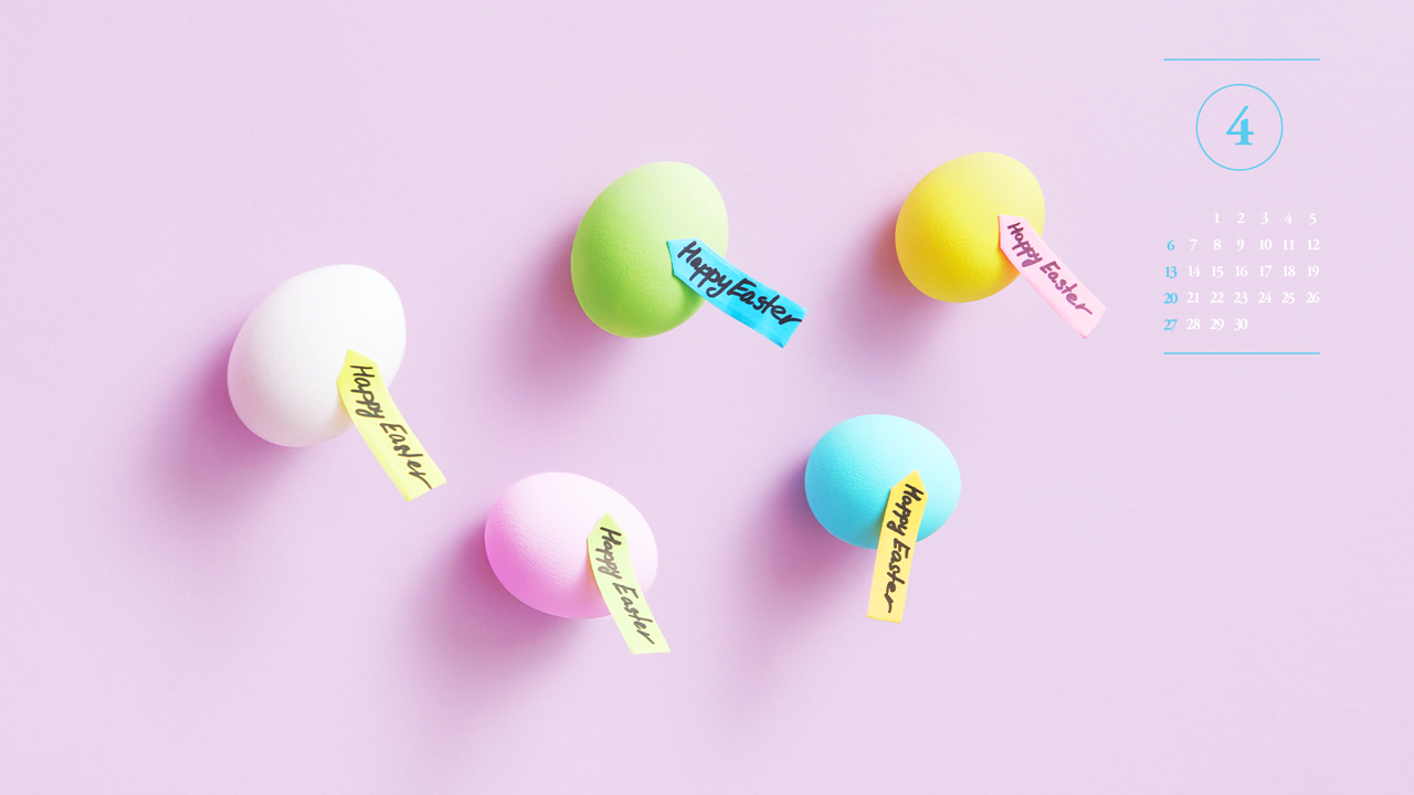 02 파스텔톤 계란과 부활절 라벨 A - 2025년4월 노트북배경화면