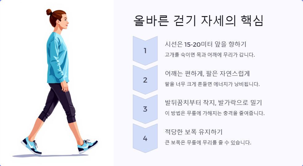 올바른 걷기 자세, 무릎에 무리 없는 운동법