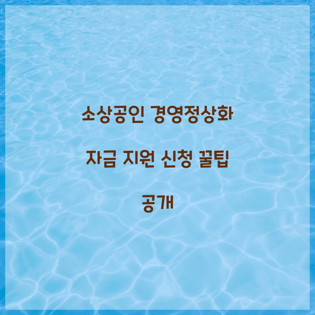 소상공인 경영정상화 자금
