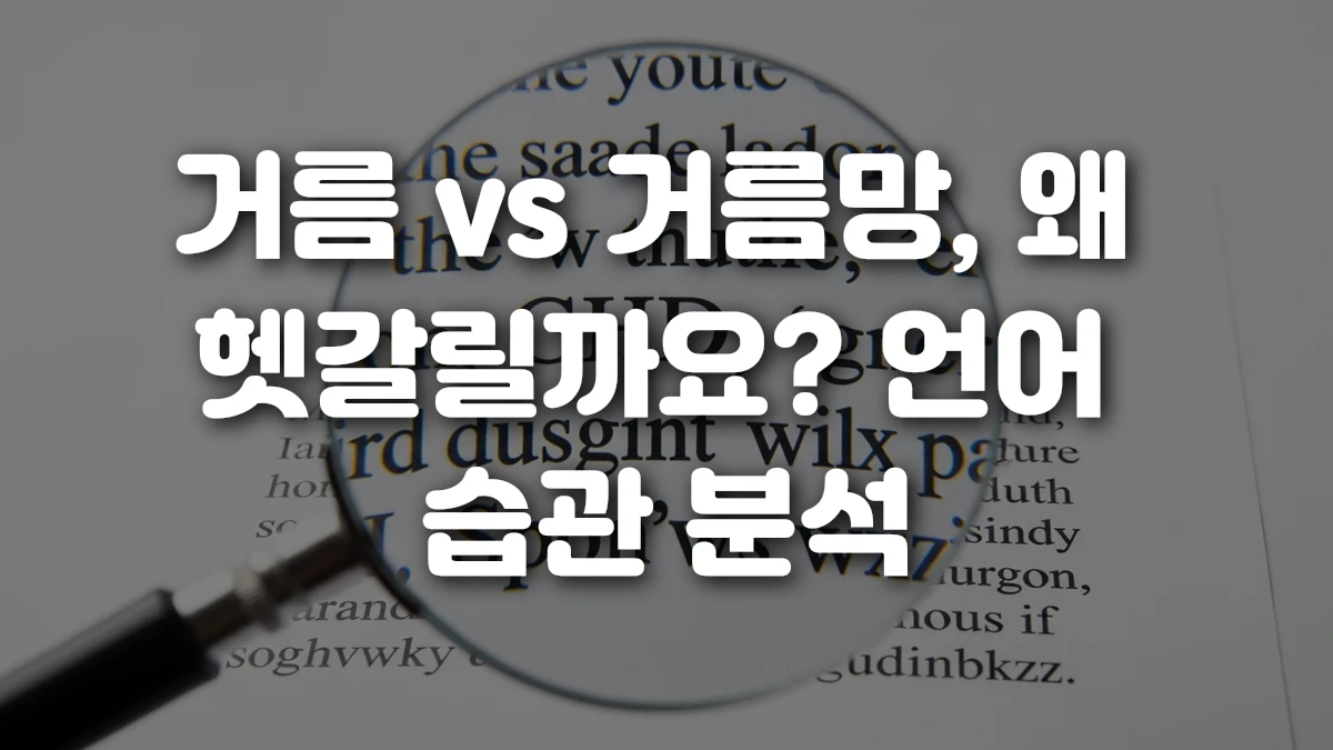 거름 vs 거름망 왜 헷갈릴까요 언어 습관 분석