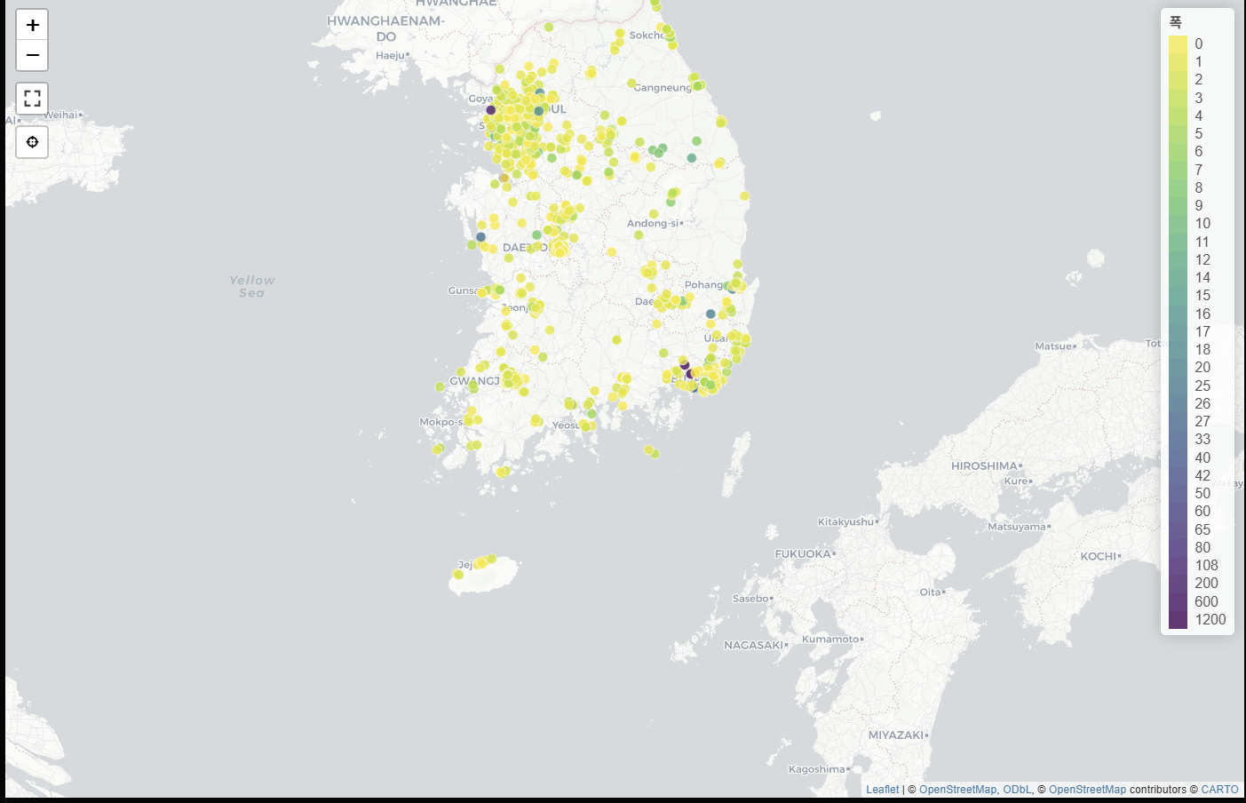 실시간 싱크홀 땅꺼짐 지도