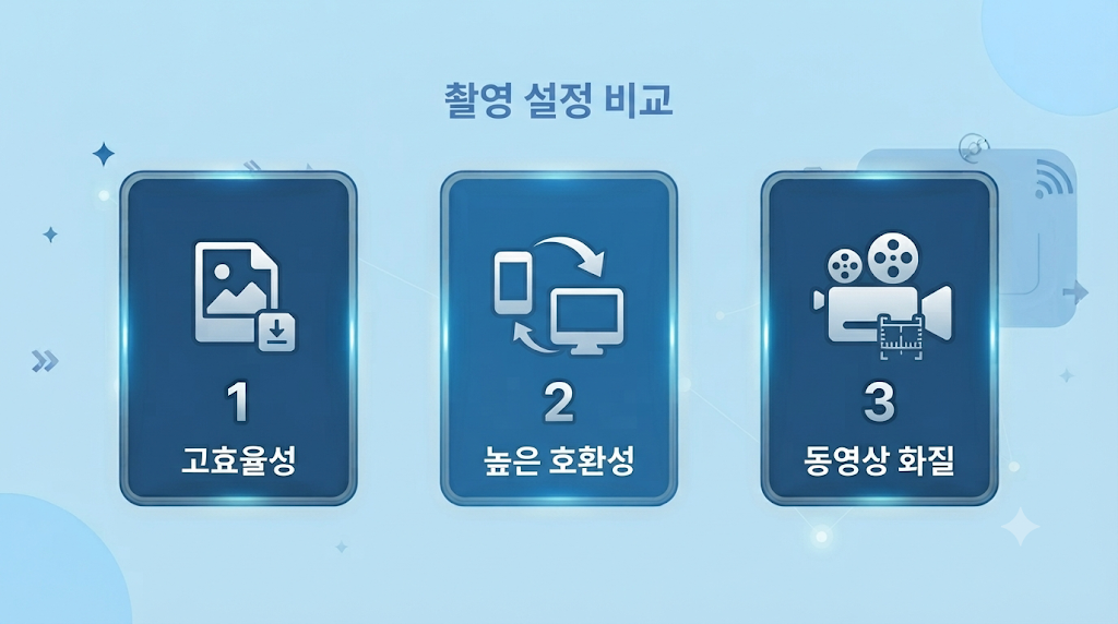 사진 촬영 설정 비교