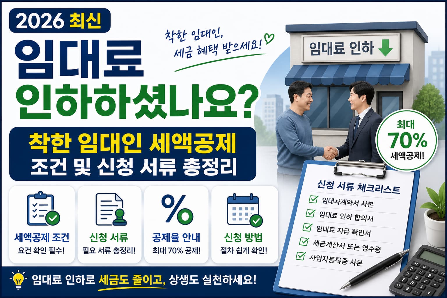 임대료를 인하한 임대인을 위한 착한 임대인 세액공제 조건과 신청 서류를 정리한 2026년 종합소득세 가이드 썸네일 이미지