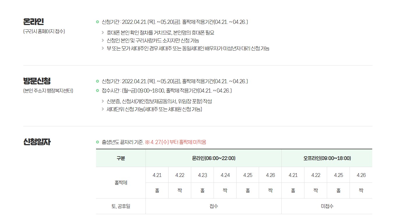 구리시 재난지원금 신청 방법