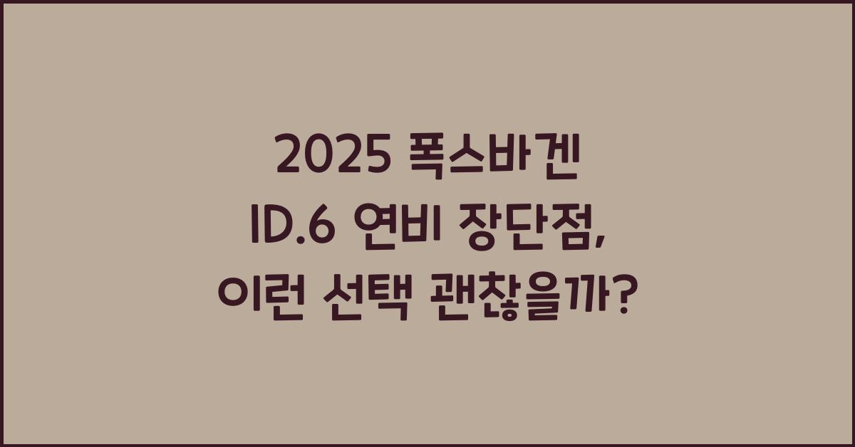 2025 폭스바겐 ID.6 연비 장단점