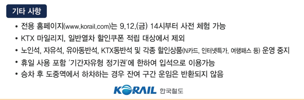추석 KTX 승차권 예매 일정