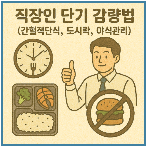 직장인 단기 감량법 (간헐적단식, 도시락, 야식관리)